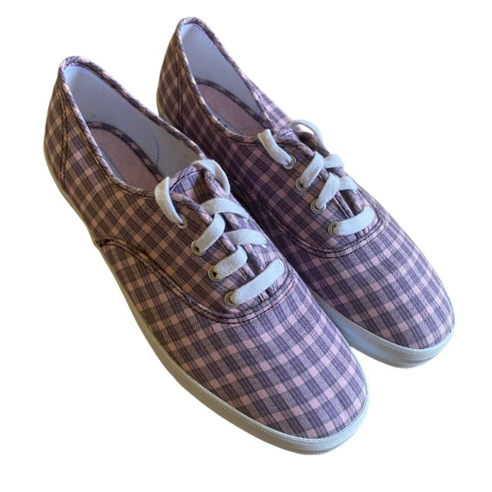 Keds Original Purple Pink Plaid Canvas Sneakers Women's Size 5 Lace Up Coquette